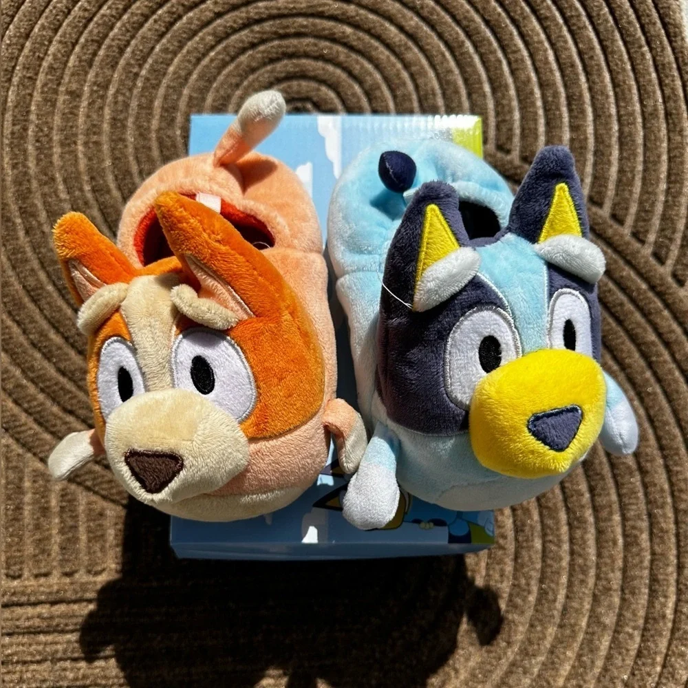 Cute Super Cozy Bluey Cartoon Character Plush Slippers Coastal Cottagecore